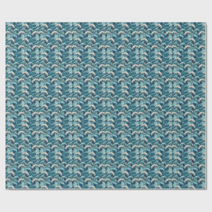 Blue Ocean Waves Tropical Summer Japanese Pattern Wrapping Paper