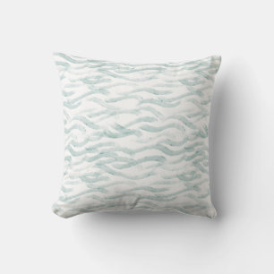 Blue Ocean Waves Watercolor Cushion
