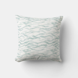 Blue Ocean Waves Watercolor Cushion