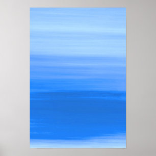 Blue ocean waves with soft shades of blue colours poster