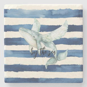 Blue Ocean Whale By the sea Stone Coaster
