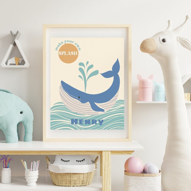 Blue Ocean Whale Nursery Wall Art Poster Print (Creator Uploaded)
