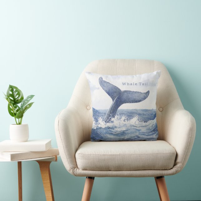Blue Ocean Whale Tail Cushion (Chair)