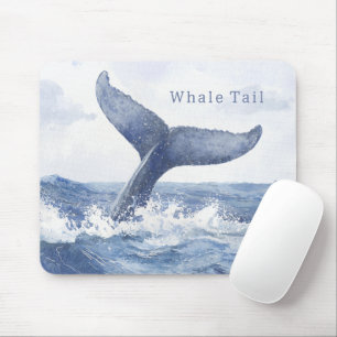 Blue Ocean Whale Tail Mouse Mat