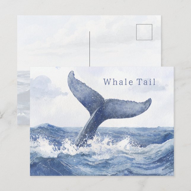 Blue Ocean Whale Tail Postcard (Front/Back)