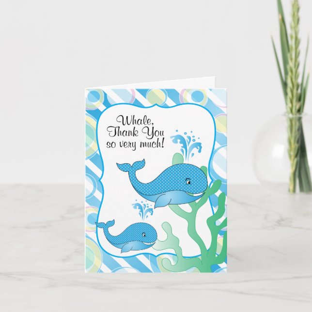 Blue Ocean Whales  Thank You Card (Front)