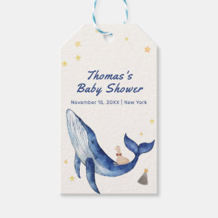 Blue Ocean Whimsical Duck Stars Whale Baby Shower Gift Tags
