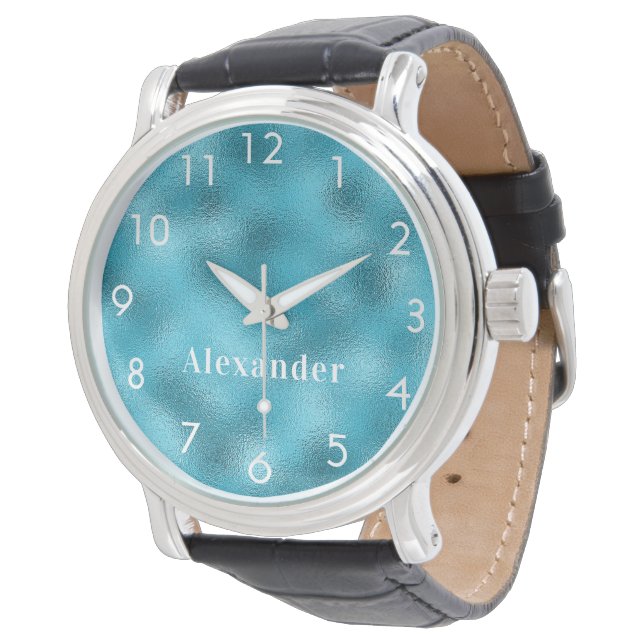 Blue ocean white name watch (Angled)