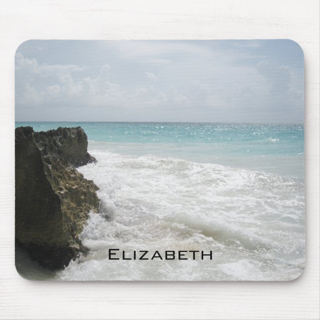 Blue Ocean with Foamy Waves Seascape Personalised Mouse Mat (Front)