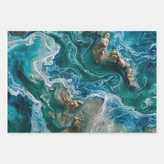 Blue Ocean Wrapping Paper Sheet (Front 2)