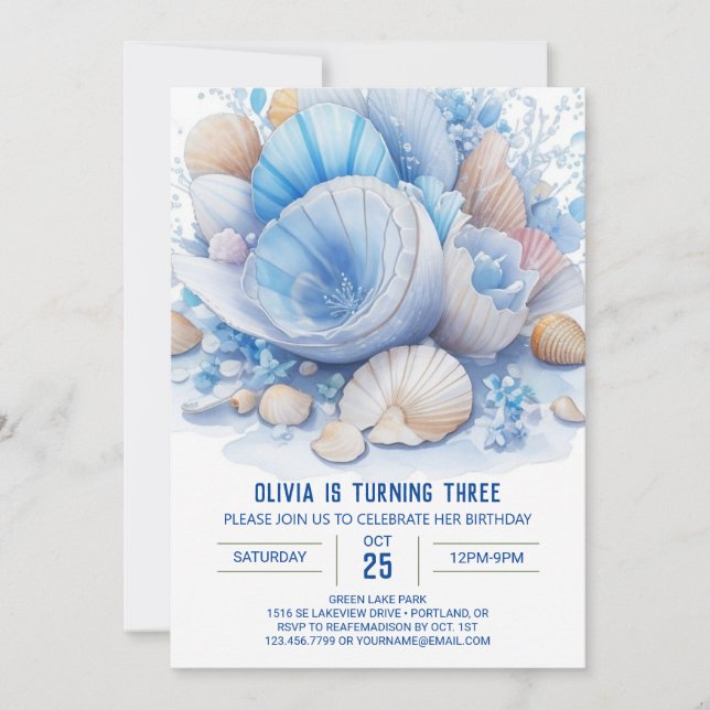 Blue Oceanic Dreams Boy Birthday Invitation (Front)