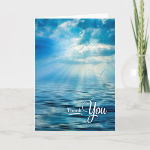 Blue Oceanview Sunlight and Seagulls Thank You Card