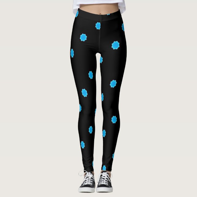 blue octagons black leggings (Front)