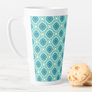 Blue Octagons & Isotoxal Stars Latte Mug