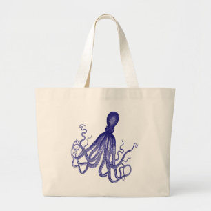 Blue Octopus 5 Large Tote Bag