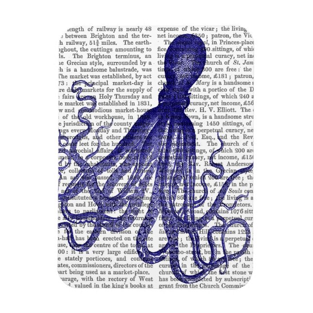 Blue Octopus 5 Magnet (Vertical)