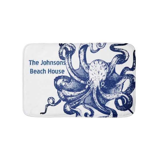 Blue Octopus Bath Mat (Front)
