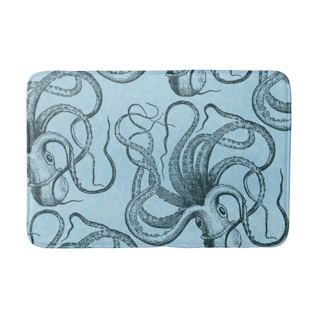 Blue Octopus Bath Mat (Front)