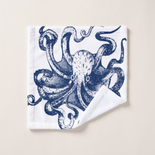 Blue Octopus Bath Towel Set