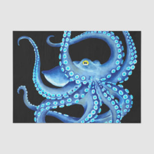 Blue Octopus Black Tissue Paper