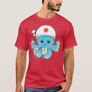Blue Octopus Boba Bubble Milk Tea Kawaii Cute Anim T-Shirt