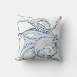 Blue Octopus Cephalopod Kraken Ink Cushion
