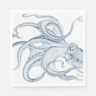 Blue Octopus Cephalopod Kraken Ink Napkin