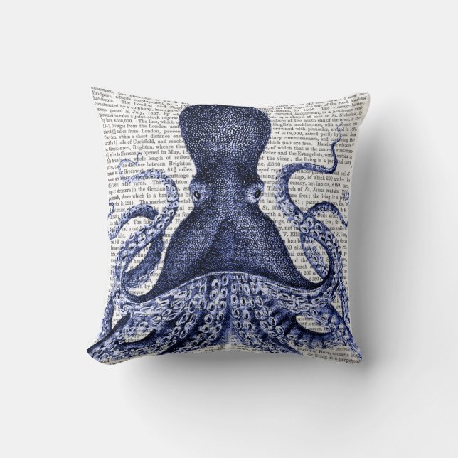 Blue Octopus Cushion (Front)