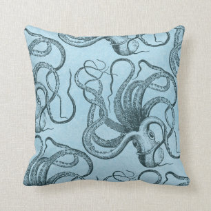Blue Octopus Cushion