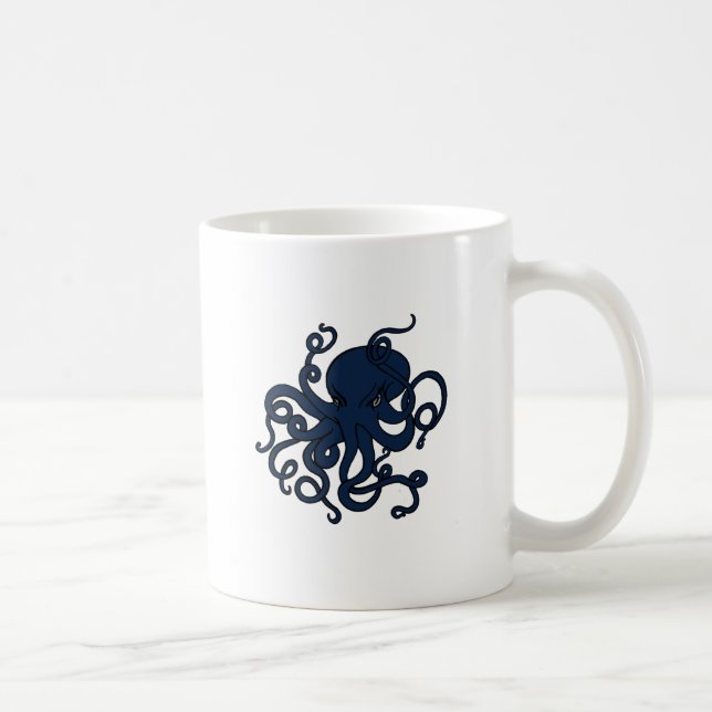 Blue Octopus Custom Design Coffee Mug (Right)