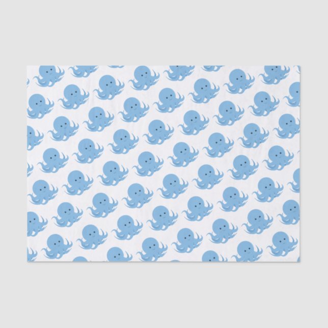 Blue Octopus Cute Animal Tissue Paper (Front)