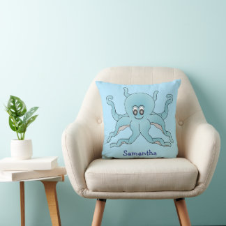 Blue Octopus Design Personalised Cushion