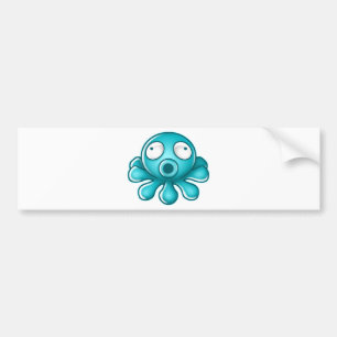 Blue Octopus Japanese Logo Bumper Sticker