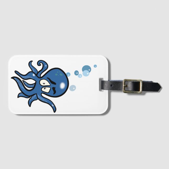Blue Octopus Luggage Tag (Front Horizontal)