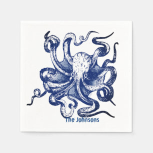 Blue Octopus Napkin