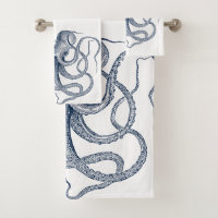 Blue octopus nautical illustration