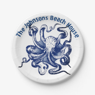 Blue Octopus Paper Plate
