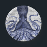 Blue Octopus Paper Plate<br><div class="desc">Blue Octopus 3 by Fab Funky. Features a blue-purple octopus with a book page for a background.|190413D</div>