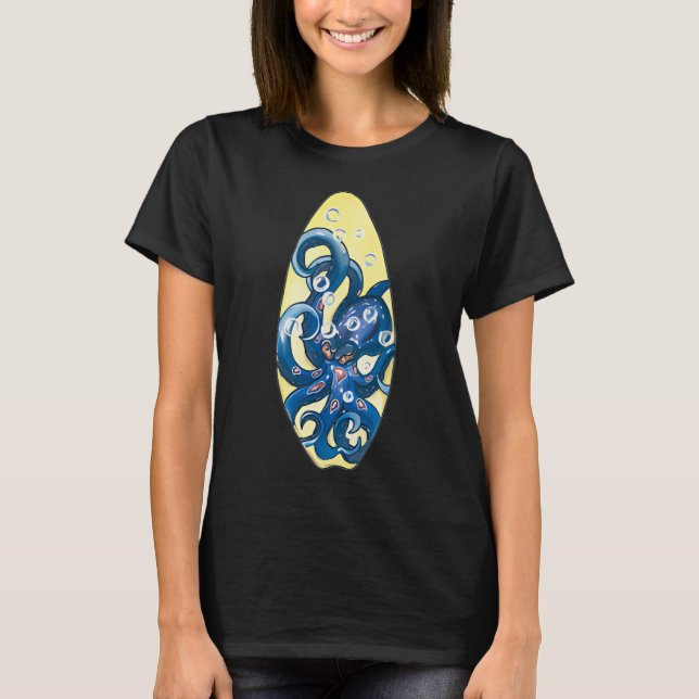 Blue Octopus (patterns of small size) Edited water T-Shirt (Front)