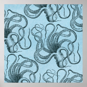 Blue Octopus Poster