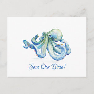 Blue Octopus Save The Date Postcard