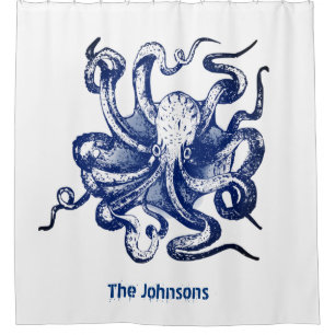 Blue Octopus Shower Curtain