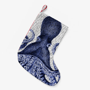 Blue Octopus Small Christmas Stocking