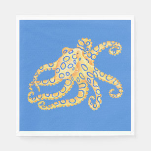 Blue Octopus Stained Glass Napkin