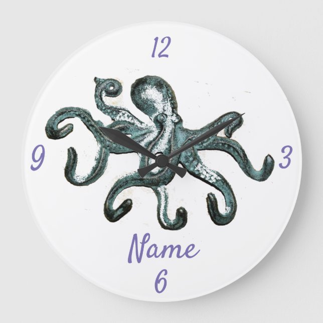 Blue Octopus Thunder_Cove Large Clock (Front)