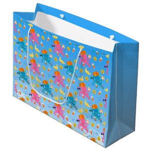 Blue Octopus Under the Sea Boy Birthday Party Large Gift Bag