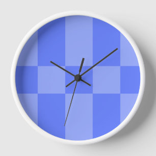 Blue Offset Chequered Pattern Wall Clock