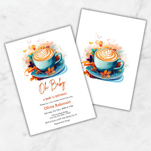 Blue Oh Baby A Baby is Brewing Coffee Baby Shower Invitation