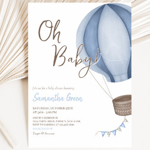 Blue Oh Baby Baby Shower Invitation