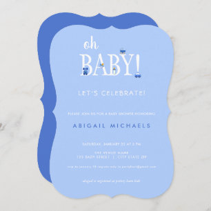 Blue Oh Baby It's a Boy Baby Shower In Invitation